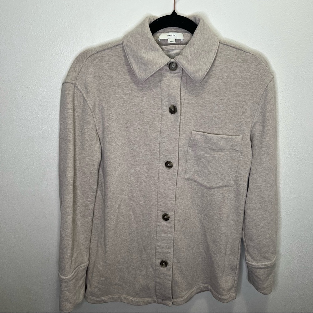 VINCE Womens oversized soft shirt tan jacket shacket size XS - Picture 7 of 13